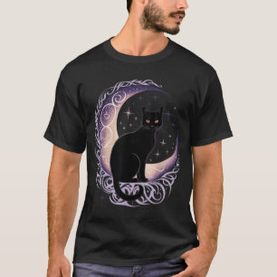 T-shirt Chat noir Lune Satanisme Démoniaque Diable Sorcell