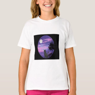 T-shirt Chat Noir Magique & Lune Violette Gothique Céles