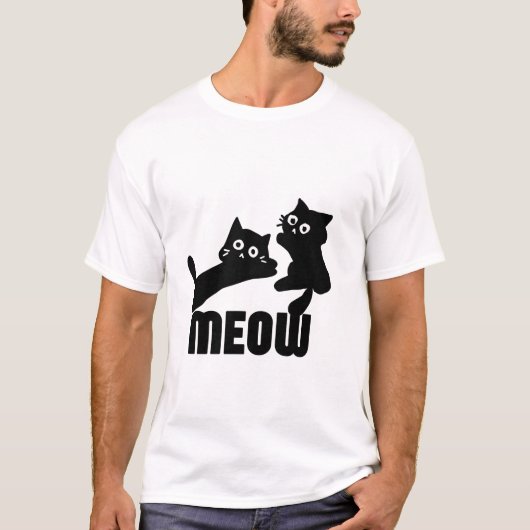 T-shirt chat noir, maman (Devant)