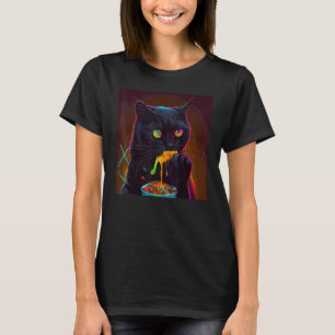 T-shirt Chat Noir Mange Coloré