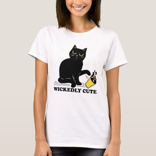 T-shirt Chat noir méchamment mignon (Devant)