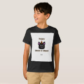 T-shirt Chat Noir Meow-A-Ween Garçons Noir Basic T Chemise (Devant entier)