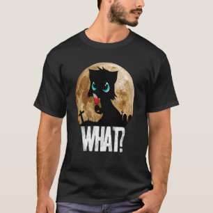 T-shirt Chat noir meurtrier avec couteau Pleine lune Hall
