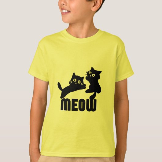 T-shirt chat noir, miaou (Devant)