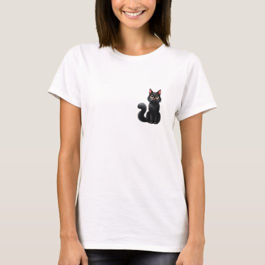 T-shirt Chat Noir mignon (Devant)