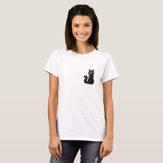 T-shirt Chat Noir mignon (Devant entier)