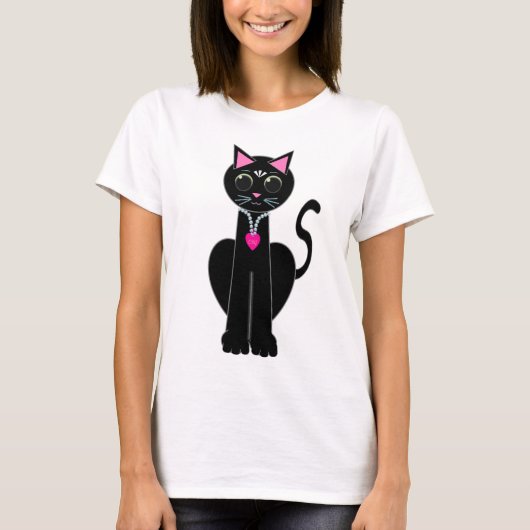 T-shirt Chat noir mignon (Devant)