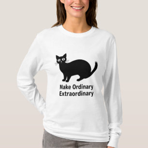 T-shirt Chat noir mignon graphique quotidien