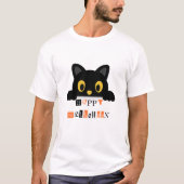 T-shirt Chat noir mignon Halloween (Devant)