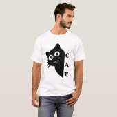 T-shirt chat noir mignon qui regarde (Devant entier)