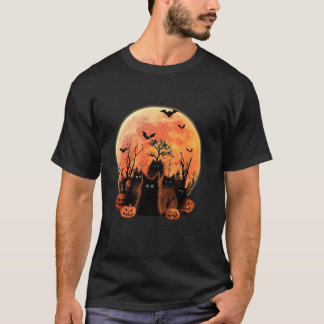 T-shirt Chat Noir Mignonne Et Citrouilles De Nuit De Lune