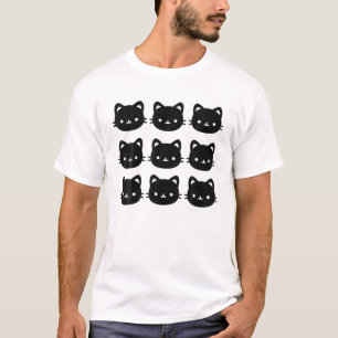 T-shirt Chat Noir Mignonne Face Kitty Chat Lover Maman Ou