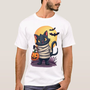 T-shirt Chat Noir Momie Hommes Femmes Enfants Halloween Dr