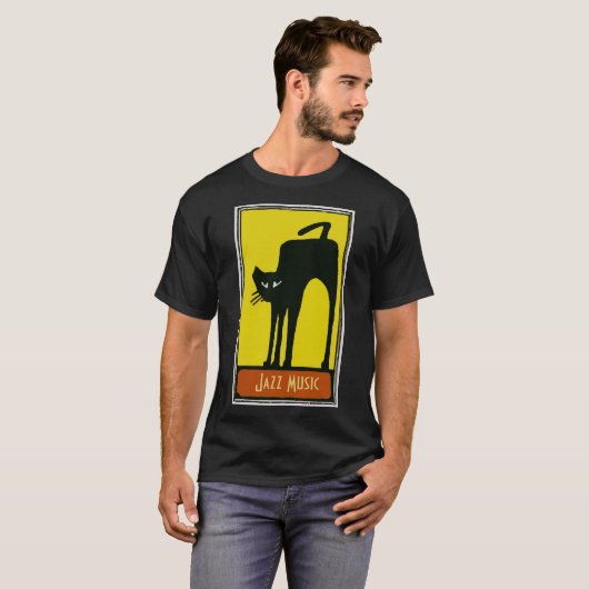 T-shirt Chat Noir, Musique Jazz (Devant entier)