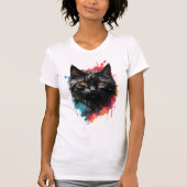 T-shirt Chat noir mystique aquarelle (Devant)