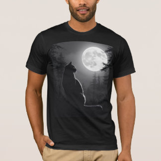 T-shirt Chat Noir Mystique sous la Pleine Lune Art Gothiqu