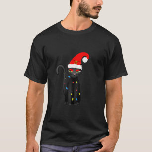 T-shirt Chat Noir Noël Funny Xmas Light Pyjama Tank