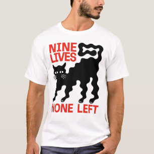 T-shirt Chat Noir Ondulé Effrayé Aucune Vie Humour Gauche