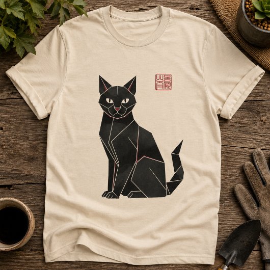 T-shirt Chat noir origami