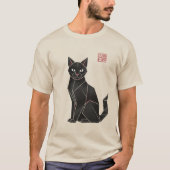 T-shirt Chat noir origami (Devant)