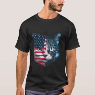 T-shirt Chat noir patriotique 4 juillet femmes hommes enfa