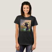 T-shirt Chat noir Pêche Danse de fond (Devant entier)