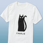T-shirt Chat noir personnalisé<br><div class="desc">Un chat noir amusant et chanceux,  parfait pour les amoureux des animaux. Art original de Nic Squirrell. Modifiez le nom ou supprimez-le si vous préférez customiser.</div>