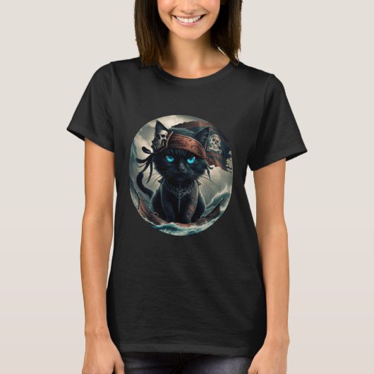 T-shirt Chat noir pirate (Devant)