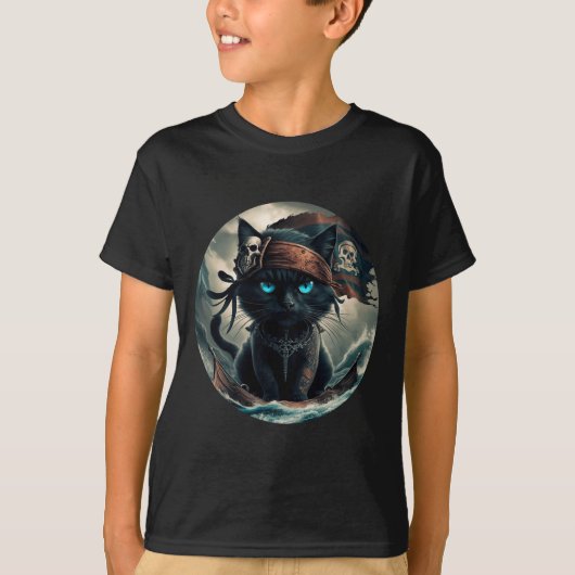 T-shirt Chat noir pirate (Devant)