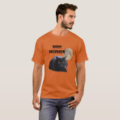 T-shirt Chat noir Pleine lune Halloween (Devant entier)
