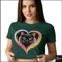 Chat Noir Plume Cœur Néon Pop Art