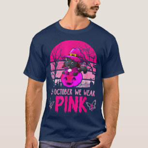 T-shirt Chat Noir Porte Sorcière Casquette Et Citrouille C