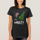 T-shirt Chat Noir Poussant Arbre De Noël Sur Chat Ce (Devant)