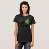 T-shirt Chat Noir Poussant Arbre De Noël Sur Chat Ce (Devant entier)