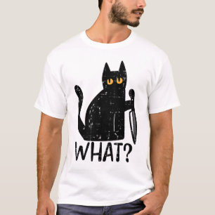 T-shirt Chat noir Quel Couteau Drôle Halloween meurtrier