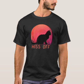 T-shirt Chat noir qui crache sur moi rétro style coucher d