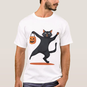 T-shirt Chat noir qui groove à la fête d'Halloween, se bal