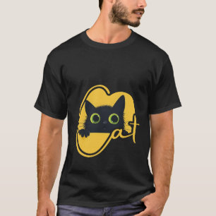 T-shirt Chat Noir qui Regarde : Design Félin aux Grands Ye