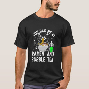 T-shirt Chat Noir Ramen Boba Buble Thé Japonais Kawaii An