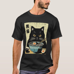 T-shirt Chat noir Ramen drôle dicton nourriture japonaise