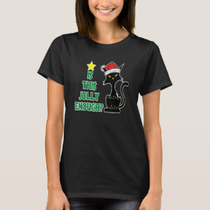 T-shirt Chat noir Santa Chapeau lumières de Noël Sweater T