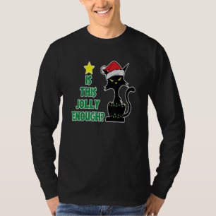 T-shirt Chat noir Santa Chapeau lumières de Noël Sweater T
