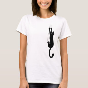 T-shirt Chat noir sauvage et fou accrochant sur  