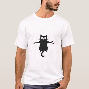 T-shirt Chat noir se tenant sur une branche d'arbre - Chat