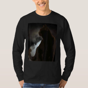 T-shirt Chat noir Silhouetté contre ciel clair de lune