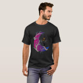 T-shirt Chat noir sorcière & drapeau de bisexualité de Lun (Devant entier)