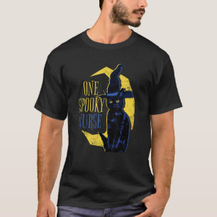 T-shirt Chat noir sorcière une infirmière Éffrayante Hallo