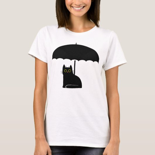 T-shirt Chat noir sous parapluie (Devant)
