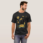 T-shirt Chat noir Sunflower Fleur Soleil Chat Chat Sunshin (Devant entier)