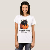 T-shirt Chat noir sur Citrouille (Devant entier)